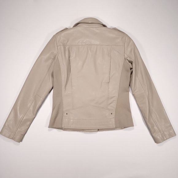 Johnston Murphy Women's Leather Moto Jacket Size Small Light Gray Good Condition - Picture 4 of 14